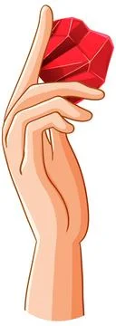 Hand holding ruby isolated Stock Illustration