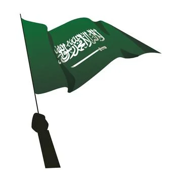 Hand holding saudi flag Stock Illustration