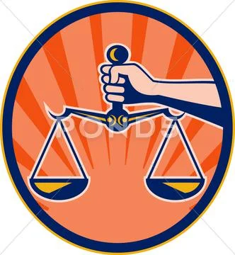 Hand holding scales of justice Stock Illustration