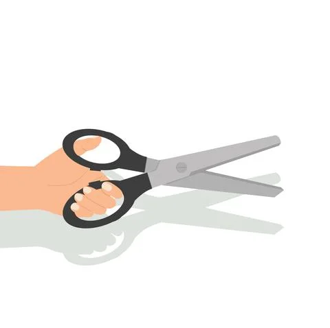 Hand  holding scissors isolated on white background Stock Illustration