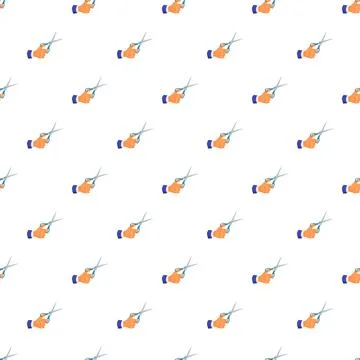 Hand holding scissors seamless pattern for craft and tailoring Stock Illustration