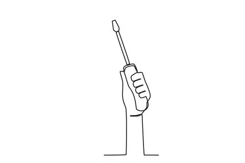A hand is holding a screwdriver Stock Illustration