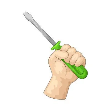 Hand holding screwdriver illustration Ilustración de archivo