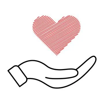 Hand Holding a Scribble Heart Vector Illustration Stock Illustration
