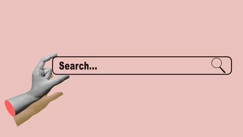 A hand holding a search bar Stock Illustration