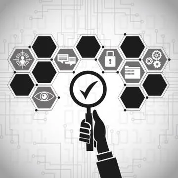 Hand holding search check security Stock Illustration