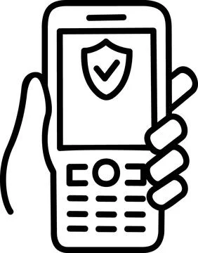 Hand holding secure smart-phone with mobile lock Illustrazione stock