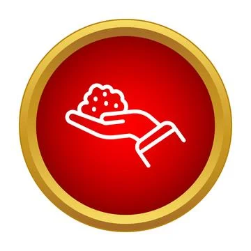 Hand holding seeds inside red gold circle Stock Illustration