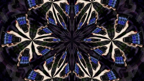 Hand holding a sequence of old mobile phones abstract pattern Stock Footage 321648260