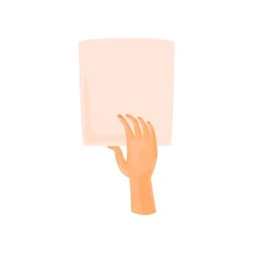 Hand holding a sheet of paper. Vector illustration on white background. Illustrazione stock