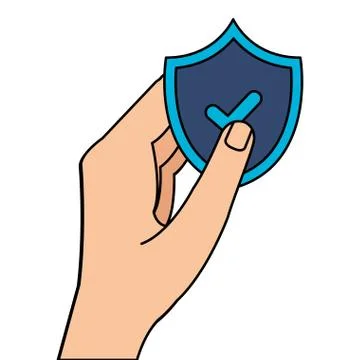 Hand holding shield with check mark of security system vector design Stockillustratie