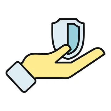Hand holding shield icon for protection and security Stock Illustration
