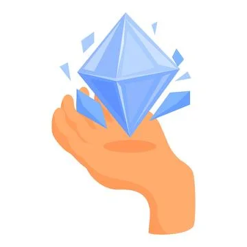 Hand holding shining diamond exploding with crystal shards 스톡 일러스트