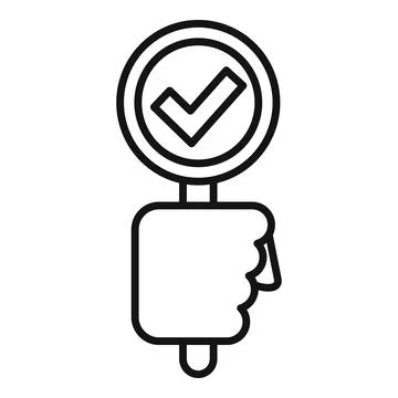 Hand holding sign with check mark icon approving something Stock Illustration