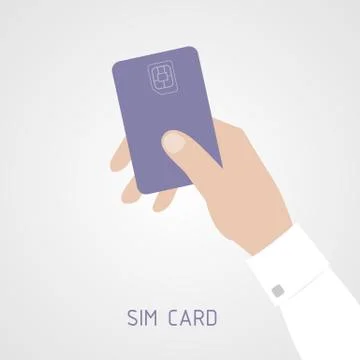 Hand holding SIM card. SIM card icon flat style. Stock Illustration