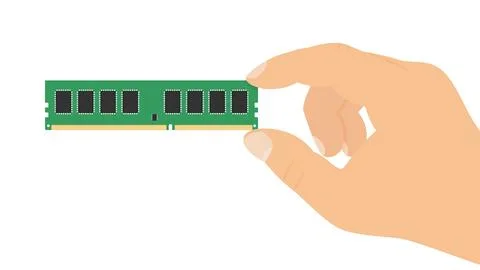Hand Holding Single RAM Stick Stock Illustration