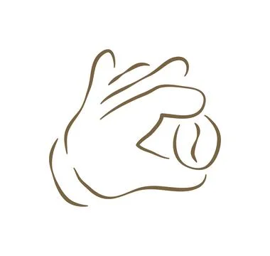 A Hand Holding A Single Roasted Coffee Bean For Inspection Vector Illustratio 库存插图