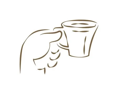A Hand Holding A Small Cup Of Hot Coffee Or Tea Hand Drawn Vector Illustratio Stock Illustration
