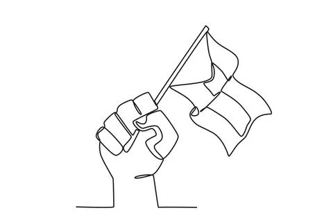 A hand holding a small Palestinian flag Stock Illustration
