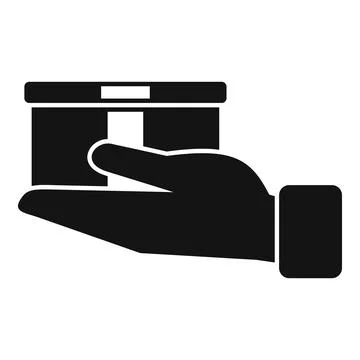 Hand holding small parcel box delivering package icon イラスト素材