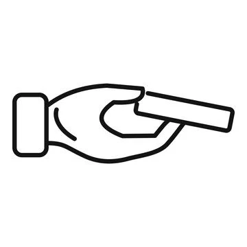 Hand holding small rectangular object, simple line drawing icon Stock Illustration
