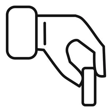 Hand holding small rectangular object with index finger and thumb Stock Illustration