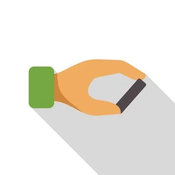 Hand holding small rectangular object with long shadow Stock Illustration