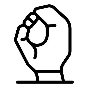 Hand holding small round object with lines, simple black and white icon Stock Illustration