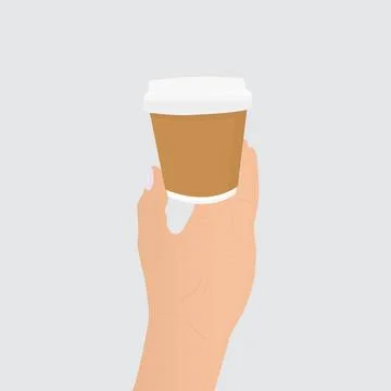 Hand Holding Small Take Away Cardboard Coffee Cup of Espresso Stock Illustration