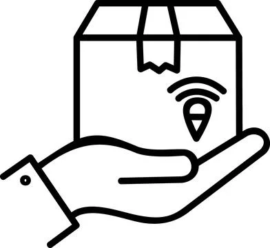 Hand holding smart parcel box with wireless signal Stock Illustration