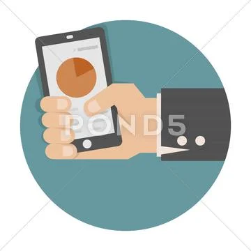 Hand holding smart phone with success growth , eps10 vector format Stock Illustration