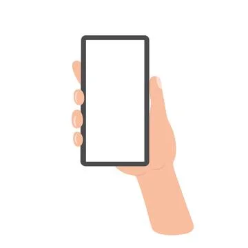 Hand holding smart phone. Vector illustration isolated. Stock Illustration