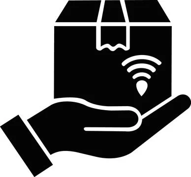Hand holding smart tracking package wireless icon Stock Illustration