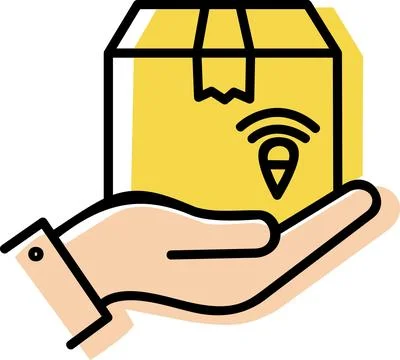 Hand holding smart wireless package icon Stock Illustration