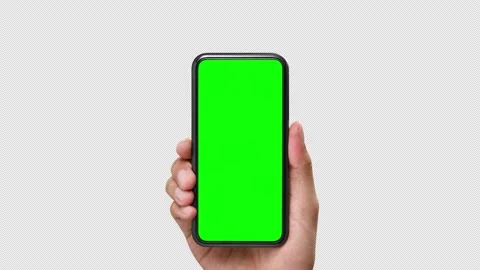Hand holding the smartphone with blank screen on transparent background Video stock 139327323