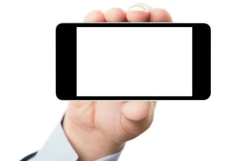 Hand holding smartphone with a blank screen Stock Photos