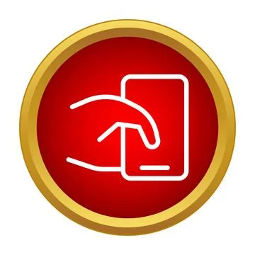Hand holding smartphone browsing mobile device application 스톡 일러스트