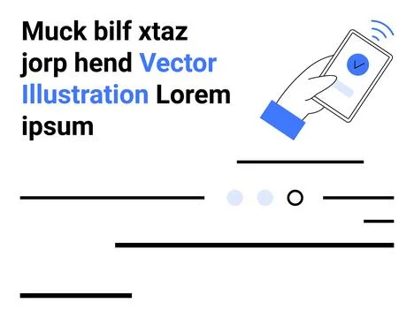 Hand holding smartphone, checkmark on screen, text blocks, and interface elem Stock Illustration