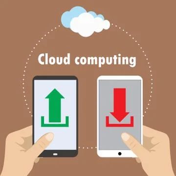 Hand holding smartphone, cloud computing , Stock Illustration