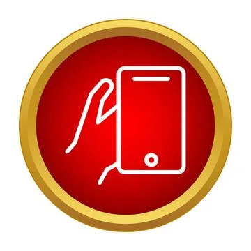 Hand holding smartphone device in a red circle Stock Illustration