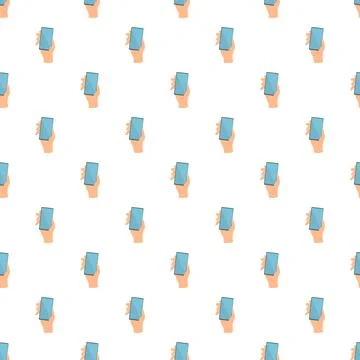 Hand holding smartphone device seamless pattern background イラスト素材