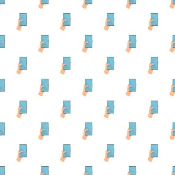 Hand holding smartphone device technology seamless pattern Stock Illustration