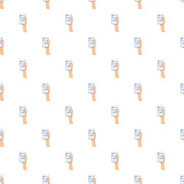Hand holding smartphone displaying app interface seamless pattern Illustrazione stock