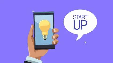 Hand holding smartphone displaying light bulb idea and startup concept. Vídeo Stock 334268558