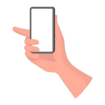 Hand holding smartphone with empty screen with space for text or label vector Stock Illustration