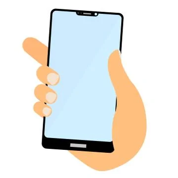 Hand holding smartphone with empty touchscreen display Illustrazione stock