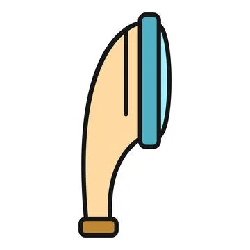 Hand holding smartphone flat line icon design Stock Illustration