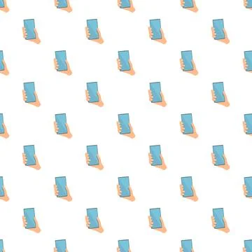 Hand holding smartphone flat vector seamless pattern 스톡 일러스트