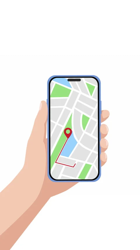 Hand Holding Smartphone with GPS Navigation Map and Location Pin Vídeos de archivo 343573354