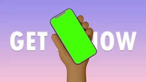 Hand Holding Smartphone with Green Screen ,Get It Now Call to Action Animatio Stock Footage 340282551